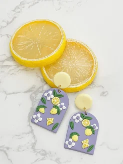 Lemon Garden Clay Dangle Earrings