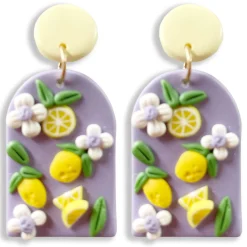 Lemon Garden Clay Dangle Earrings