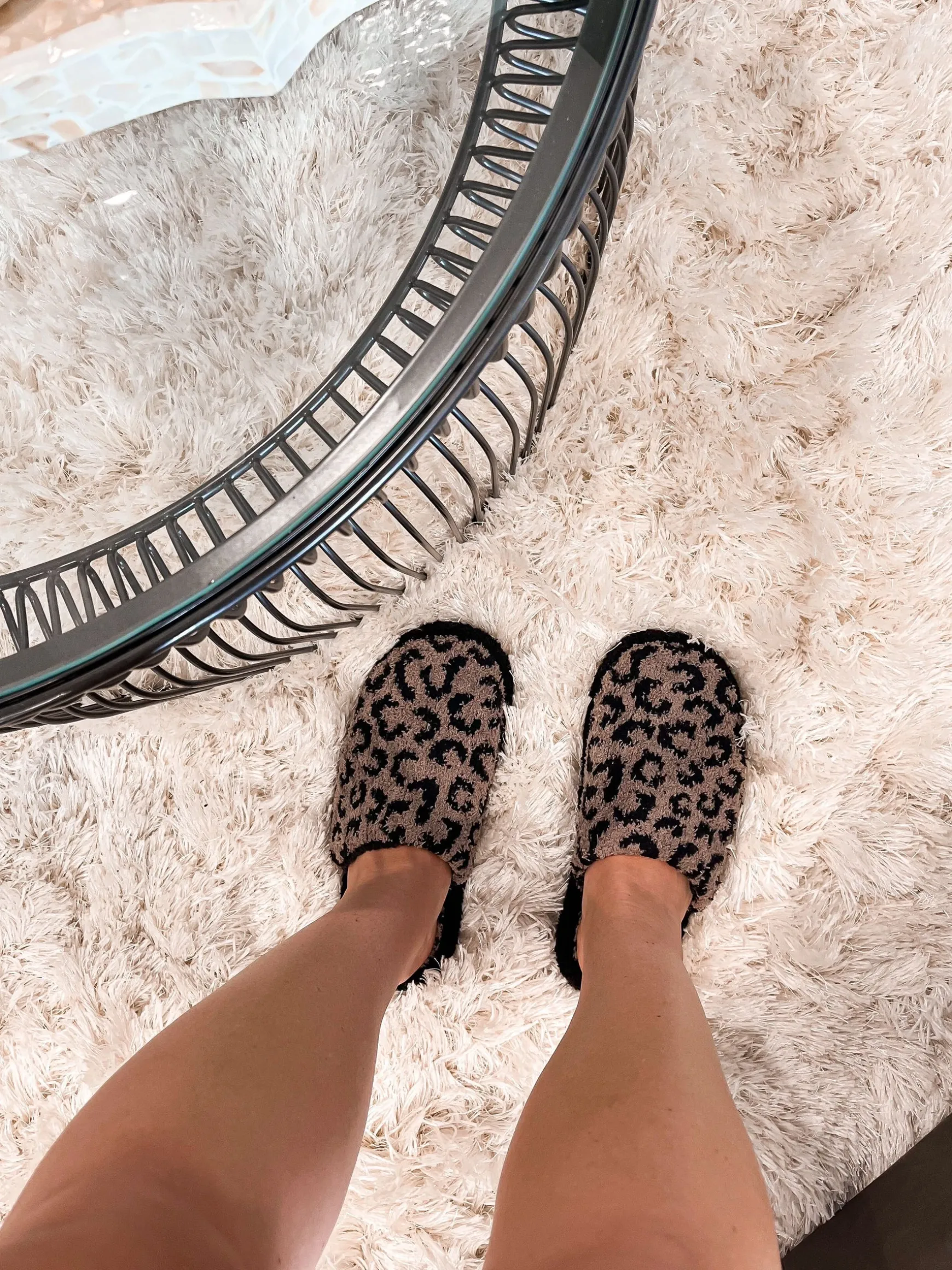 Leopard Fuzzy Slippers - Coffee