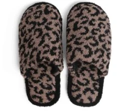 Leopard Fuzzy Slippers - Coffee