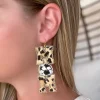 Leopard 'Mom' Soccer Beaded Dangle Earrings