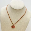 Leopard Printed Pumpkin Pendant Necklace