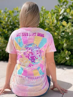 'Let Your Light Shine' Disco Short Sleeve Tie Dye Tee by Simply Southern