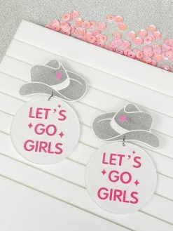 'Let's Go Girls' Glitter Dangle Earrings