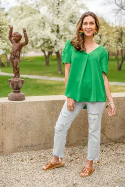 Let's Meet Up Green Blouse