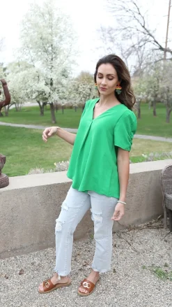 Let's Meet Up Green Blouse