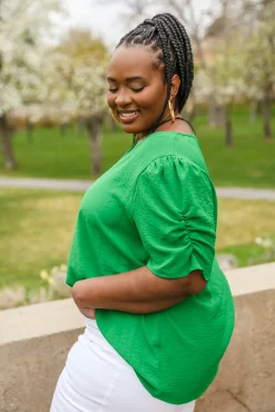 Let's Meet Up Green Blouse