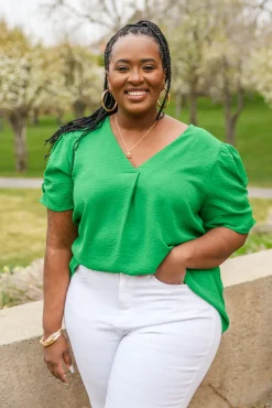 Let's Meet Up Green Blouse