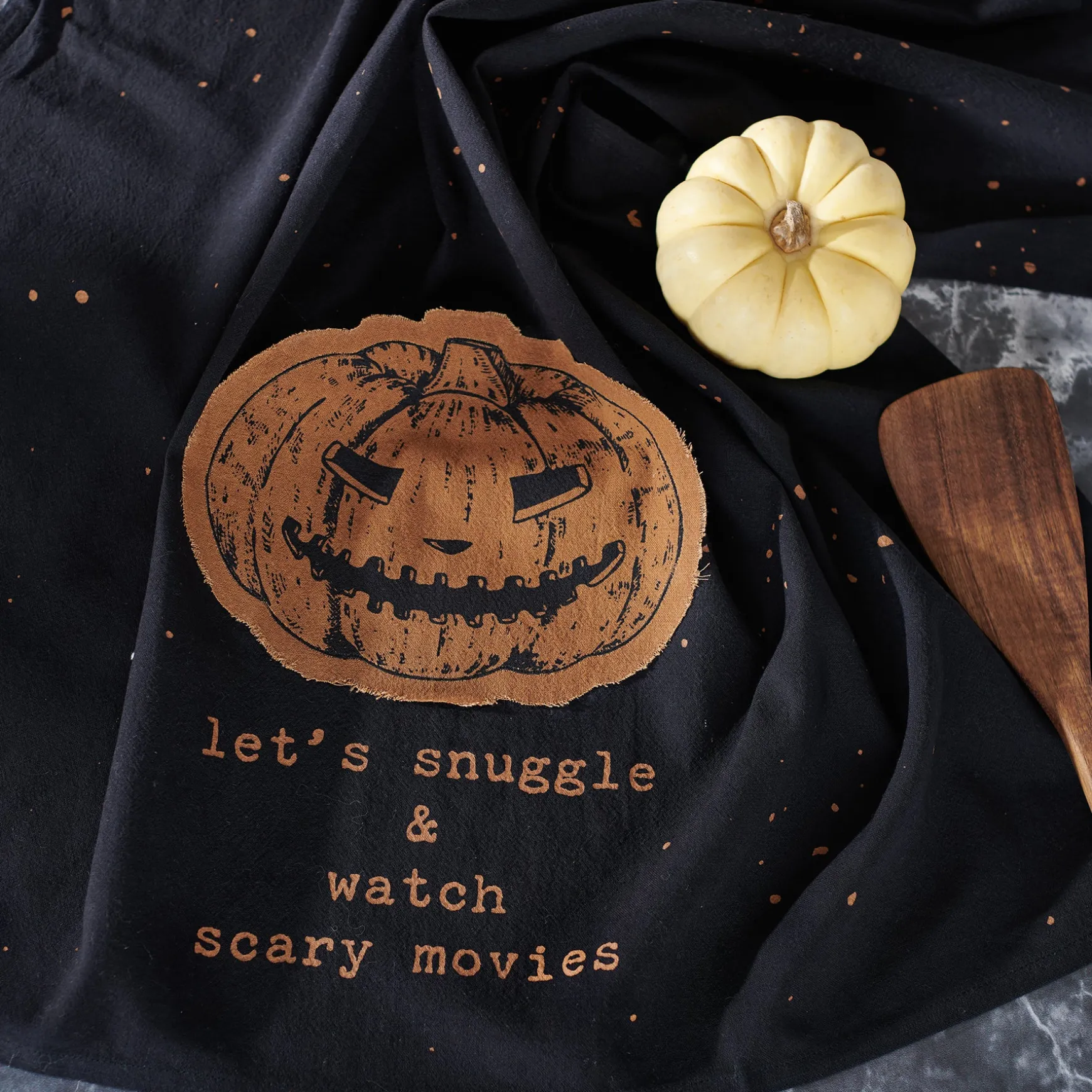 'Let's Snuggle & Watch Scary Movies' Kitchen Towel