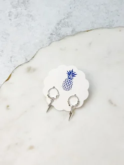 Lightning Bolt Drop Earrings - Silver