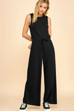Lightweight Scuba Sleeveless Jumpsuit by Davi & Dani - Black