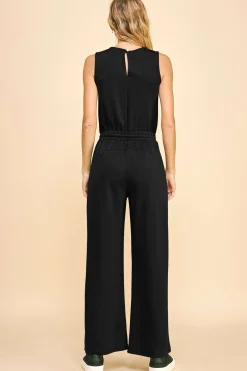 Lightweight Scuba Sleeveless Jumpsuit by Davi & Dani - Black