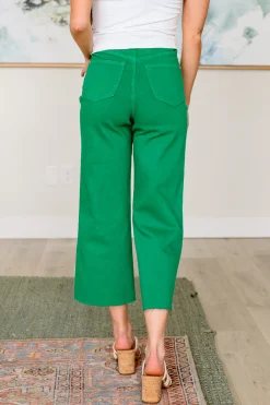 Lisa High Rise Control Top Wide Leg Crop Jeans by Judy Blue - Kelly Green
