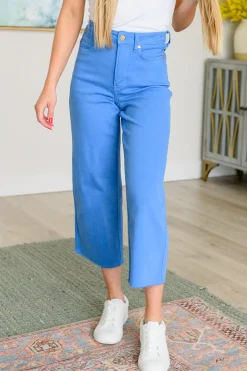 Lisa High Rise Control Top Wide Leg Crop Jeans by Judy Blue - Sky Blue