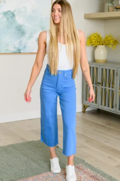 Lisa High Rise Control Top Wide Leg Crop Jeans by Judy Blue - Sky Blue