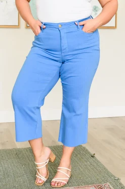 Lisa High Rise Control Top Wide Leg Crop Jeans by Judy Blue - Sky Blue