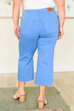 Lisa High Rise Control Top Wide Leg Crop Jeans by Judy Blue - Sky Blue