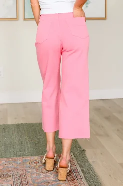 Lisa High Rise Control Top Wide Leg Crop Jeans by Judy Blue - Pink