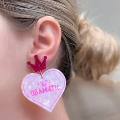 'Little Bit Dramatic' Glitter Heart Statement Earrings