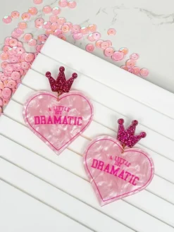 'Little Bit Dramatic' Glitter Heart Statement Earrings