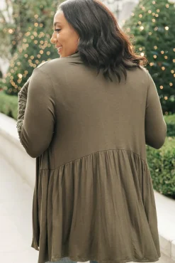 Little Bit Of Lace Cardigan In Olive