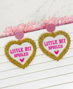 'Little Bit Spoiled' Glitter Heart Statement Earrings
