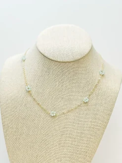 Little Flower Station Necklaces - Green