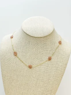 Little Flower Station Necklaces - Pink