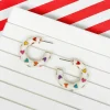 Little Heart-Patterned Enamel Hoop Earrings - White