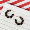 Little Heart-Patterned Enamel Hoop Earrings - Black