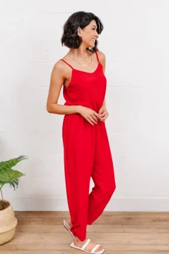 Livin' The Dream Jumpsuit in Red