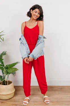 Livin' The Dream Jumpsuit in Red