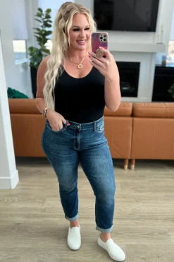 London Midrise Cuffed Boyfriend Jeans by Judy Blue