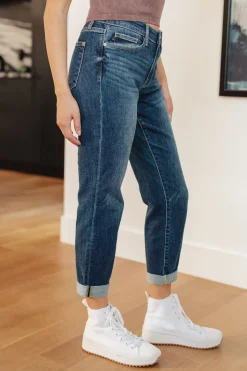 London Midrise Cuffed Boyfriend Jeans by Judy Blue
