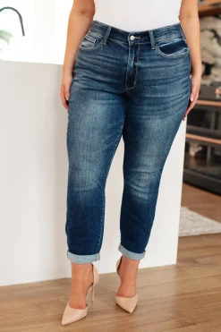 London Midrise Cuffed Boyfriend Jeans by Judy Blue