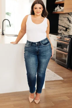 London Midrise Cuffed Boyfriend Jeans by Judy Blue