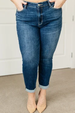 London Midrise Cuffed Boyfriend Jeans by Judy Blue