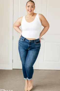 London Midrise Cuffed Boyfriend Jeans by Judy Blue