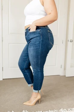 London Midrise Cuffed Boyfriend Jeans by Judy Blue