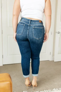 London Midrise Cuffed Boyfriend Jeans by Judy Blue