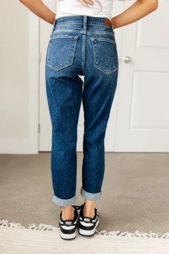 London Midrise Cuffed Boyfriend Jeans by Judy Blue