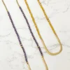 Long Beaded U Shape Pendant Necklace - Purple