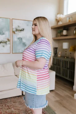 Looking for Rainbows V-Neck Striped Top