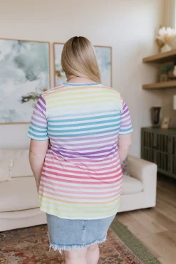 Looking for Rainbows V-Neck Striped Top