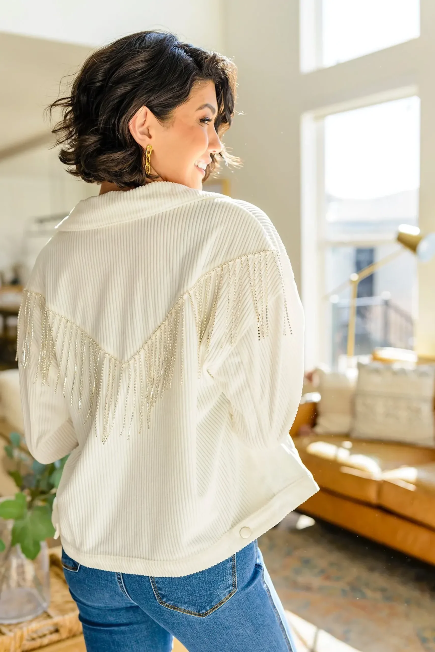 Loretta Rhinestone Fringe Jacket