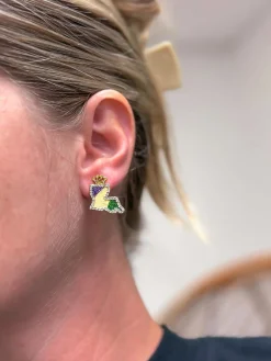 Louisiana Mardi Gras Dangle Earrings
