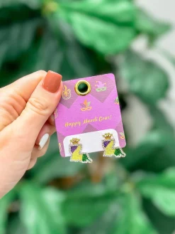 Louisiana Mardi Gras Dangle Earrings