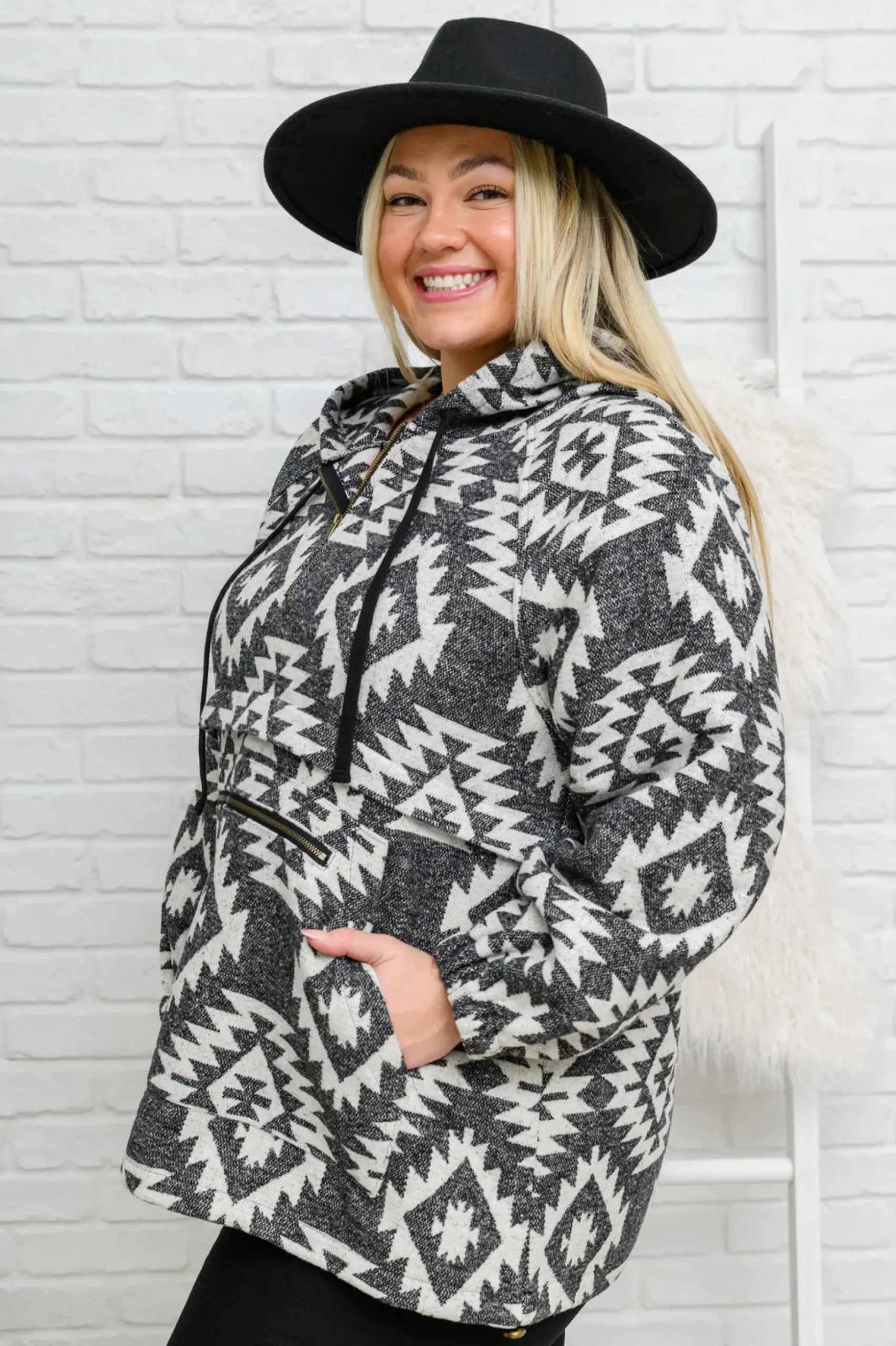 Lounge Day Hoodie in Black & White (Ships in 1-2 Weeks)