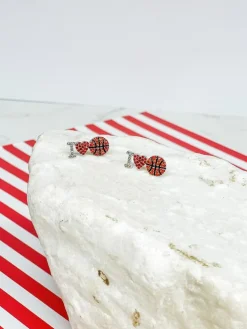 Love Basketball Rhinestone Stud Earrings