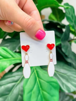 Love Bowling Enamel Dangle Earrings